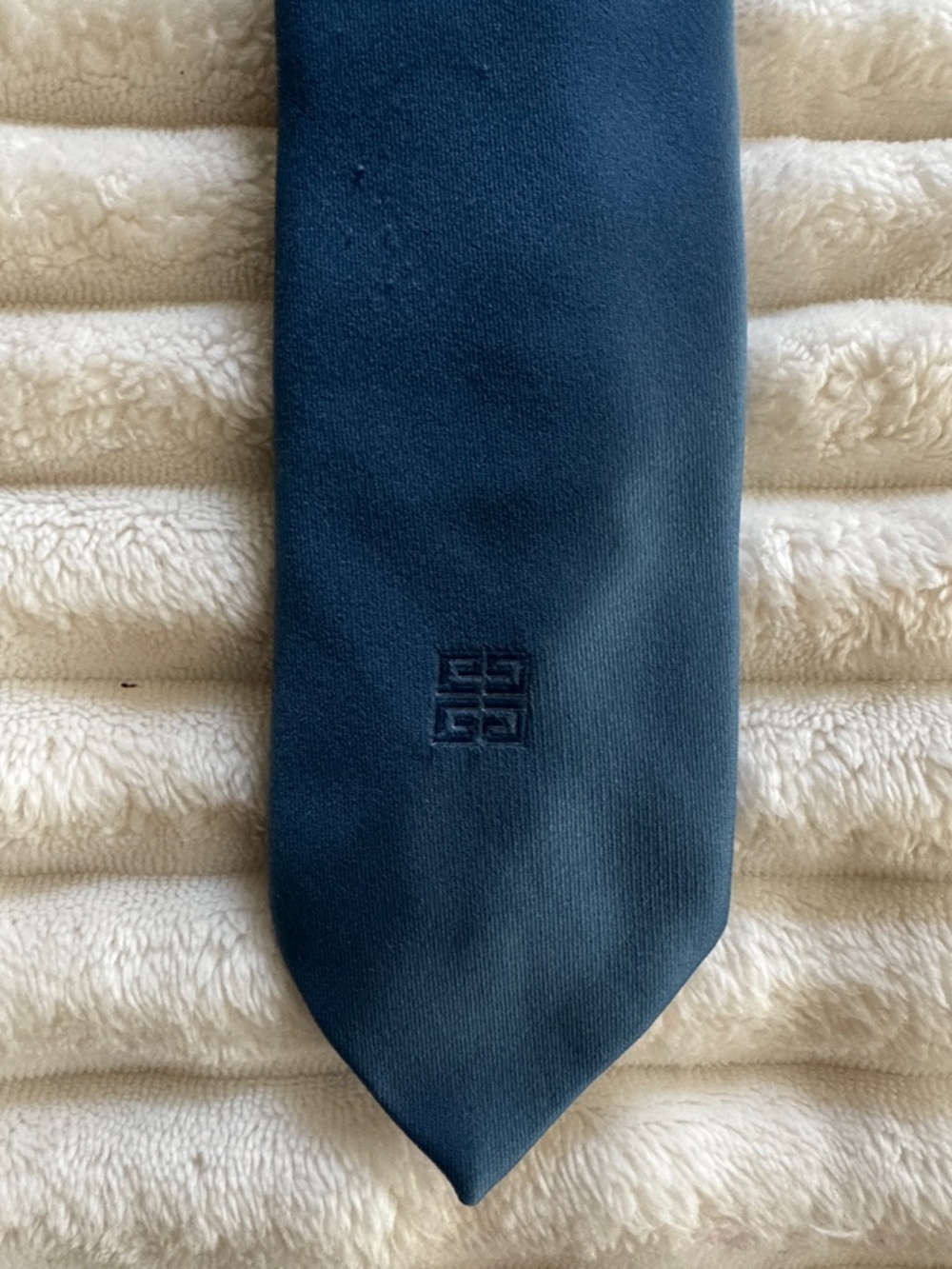 Vintage Givenchy Men's Light Blue Silk Necktie